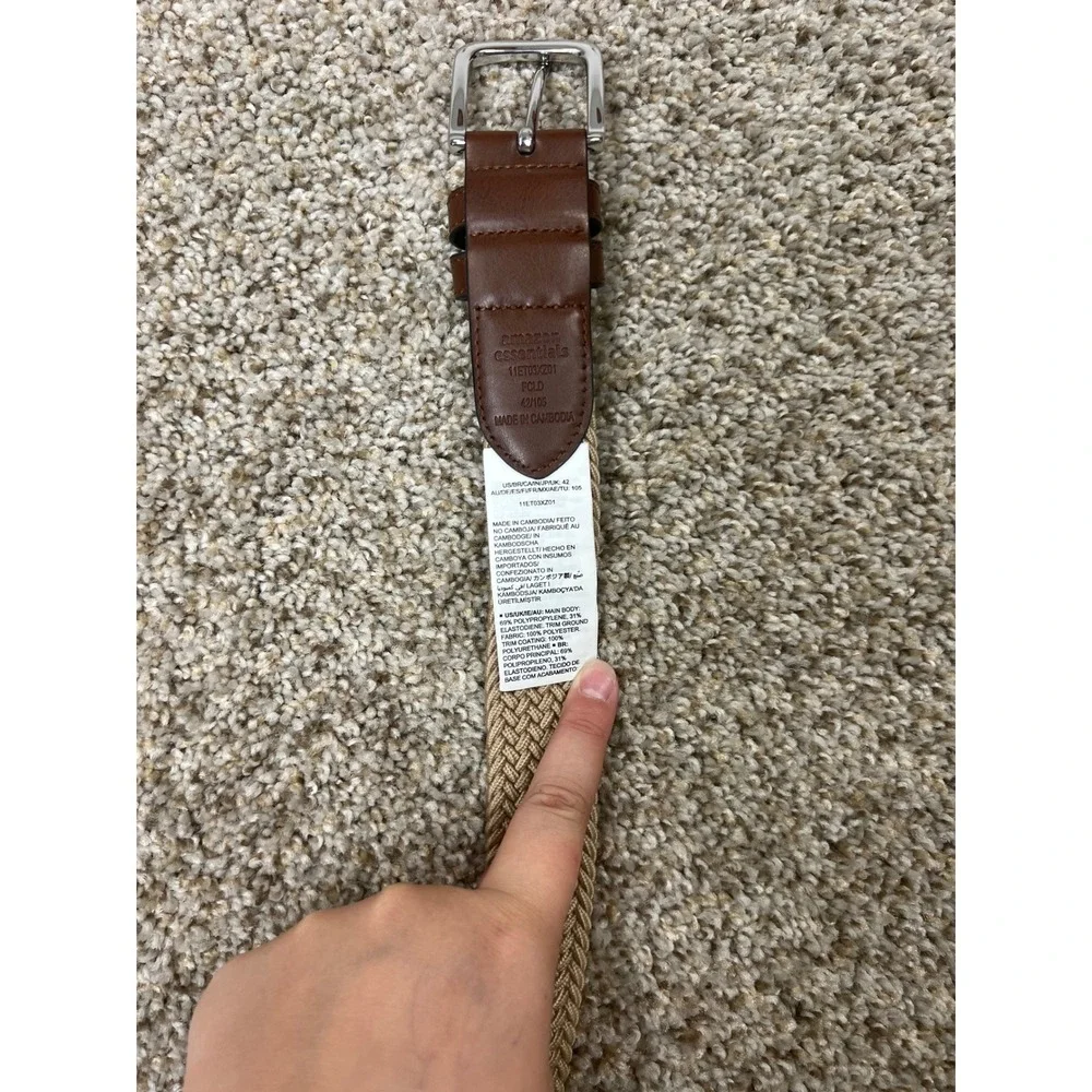 Amazon Essentials Mens Woven Stretch Belt Tan Brown Braided 42